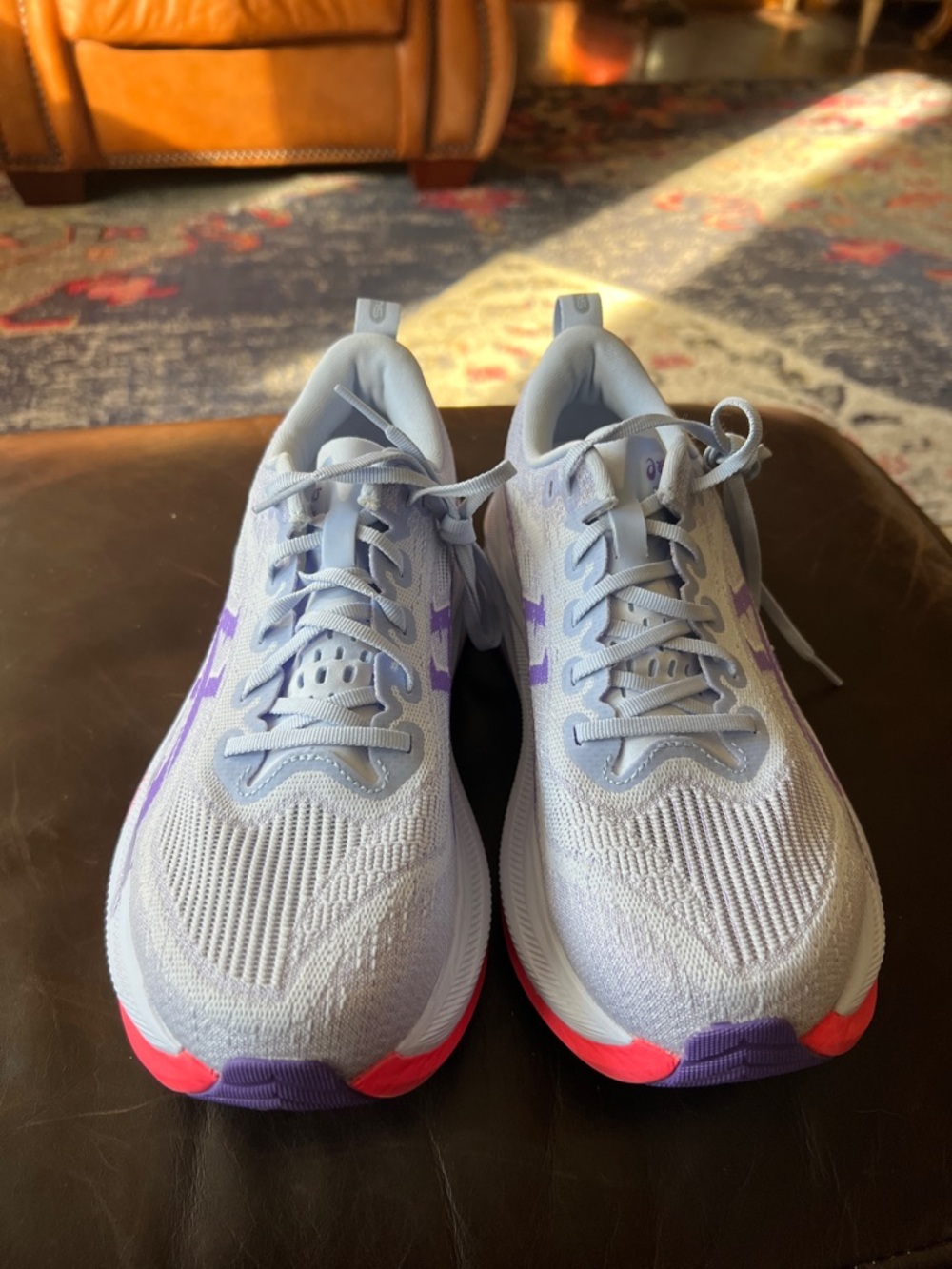 Asics Women's Light Gray Purple Pink Athletic Running Shoes